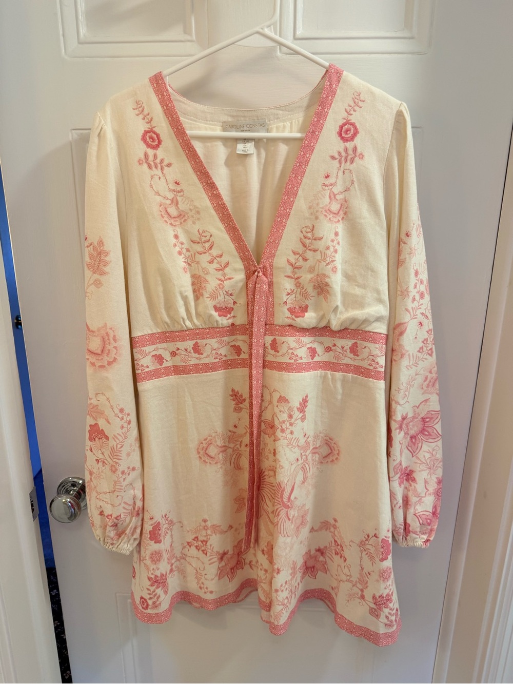 Caroline Costas Pink Boho Paisley Dress